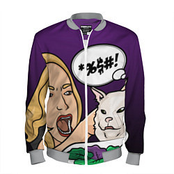Бомбер мужской Woman yelling at a cat, цвет: 3D-меланж