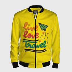 Бомбер мужской Жизнь, любовь, путешествия, цвет: 3D-черный