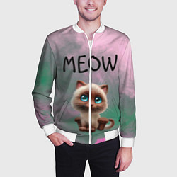 Бомбер мужской Кошечка, цвет: 3D-белый — фото 2