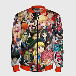 Бомбер мужской Аниме коллаж, цвет: 3D-красный