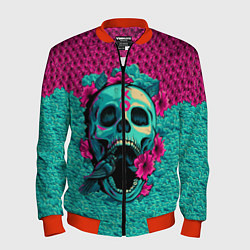 Бомбер мужской Неоновый череп, цвет: 3D-красный