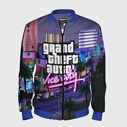 Бомбер мужской Grand Theft Auto Vice City, цвет: 3D-синий