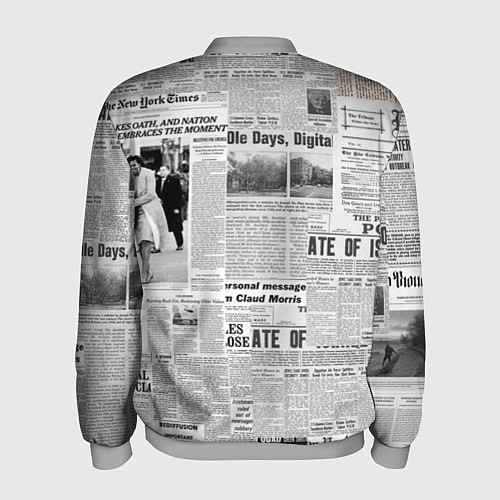 Мужской бомбер Газета Newspaper / 3D-Меланж – фото 2