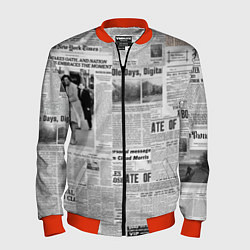 Бомбер мужской Газета Newspaper, цвет: 3D-красный