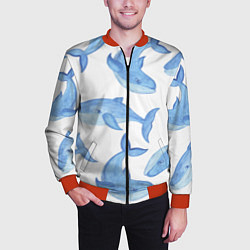 Бомбер мужской Косяк китов, цвет: 3D-красный — фото 2