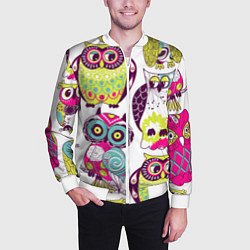 Бомбер мужской Мудрые совы, цвет: 3D-белый — фото 2