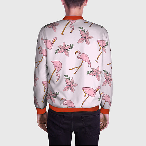 Мужской бомбер Розовый фламинго / 3D-Красный – фото 4