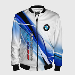 Бомбер мужской BMW волны - blue-white, цвет: 3D-черный