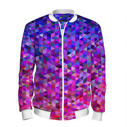 Бомбер мужской Треугольники мозаика пиксели, цвет: 3D-белый