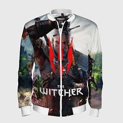 Бомбер мужской The Witcher, цвет: 3D-белый