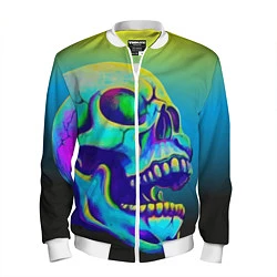 Бомбер мужской Neon skull, цвет: 3D-белый