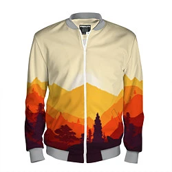 Бомбер мужской Горы закат пейзаж лиса арт, цвет: 3D-меланж