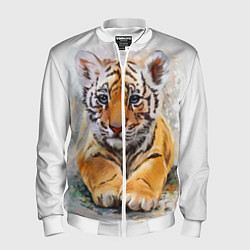 Бомбер мужской Tiger Art, цвет: 3D-белый