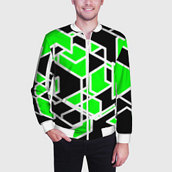 Бомбер мужской Зелёное трубы, цвет: 3D-белый — фото 2