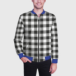 Бомбер мужской Черно-белая клетка, цвет: 3D-синий — фото 2