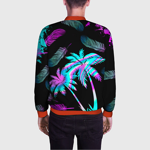 Мужской бомбер Неоновое лето / 3D-Красный – фото 4