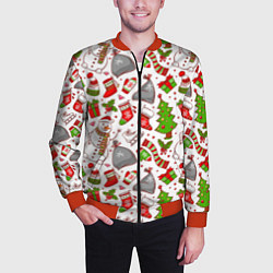 Бомбер мужской Новогодний фон, цвет: 3D-красный — фото 2