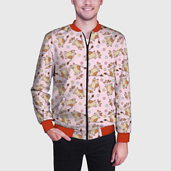 Бомбер мужской Фон с бычками, цвет: 3D-красный — фото 2