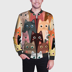 Бомбер мужской Котики мультяшные, цвет: 3D-черный — фото 2