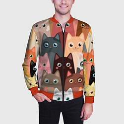 Бомбер мужской Котики мультяшные, цвет: 3D-красный — фото 2
