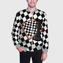 Бомбер мужской Шахматы, цвет: 3D-меланж — фото 2