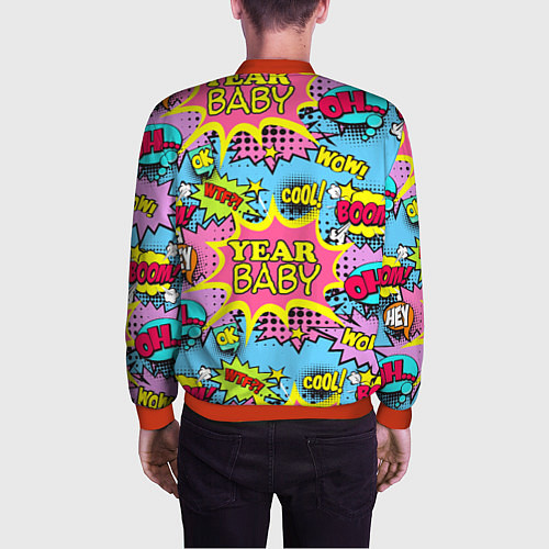 Мужской бомбер Year baby Pop art print / 3D-Красный – фото 4