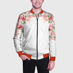 Бомбер мужской Цветы, цвет: 3D-красный — фото 2