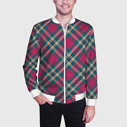 Бомбер мужской Узор в клеточку, цвет: 3D-белый — фото 2