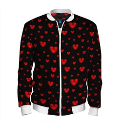 Бомбер мужской Красные сердца, цвет: 3D-белый
