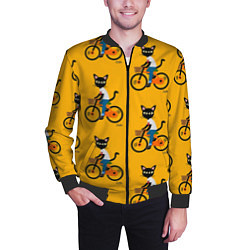 Бомбер мужской Котики на велосипедах, цвет: 3D-черный — фото 2