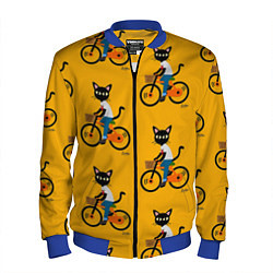 Бомбер мужской Котики на велосипедах, цвет: 3D-синий
