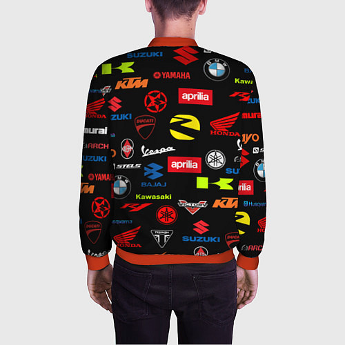 Мужской бомбер Motorcycle pattern Мото паттерн Z / 3D-Красный – фото 4