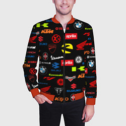 Бомбер мужской Motorcycle pattern Мото паттерн Z, цвет: 3D-красный — фото 2