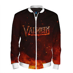 Бомбер мужской Valheim огненный лого, цвет: 3D-белый