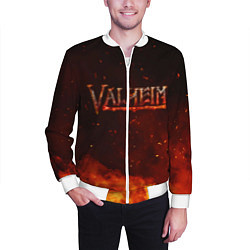 Бомбер мужской Valheim огненный лого, цвет: 3D-белый — фото 2