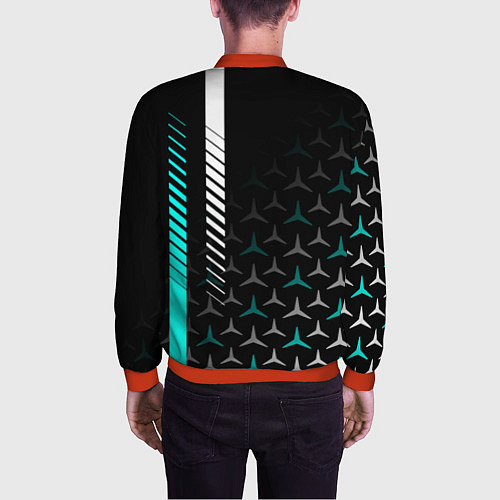Мужской бомбер МЕРСЕДЕС AQUA BLACK GRADIENT / 3D-Красный – фото 4