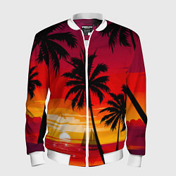 Бомбер мужской Гавайский закат, цвет: 3D-белый