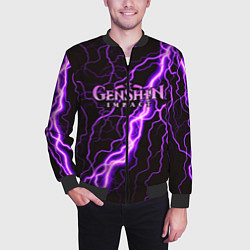 Бомбер мужской GENSHIN IMPACT МОЛНИЯ НЕОН, цвет: 3D-черный — фото 2