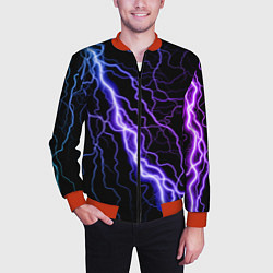 Бомбер мужской НЕОНОВАЯ МОЛНИЯ ГРОЗА, цвет: 3D-красный — фото 2