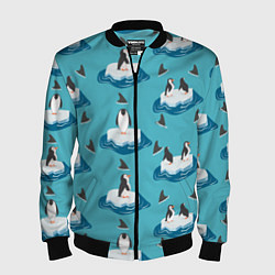 Бомбер мужской Пингвины, цвет: 3D-черный