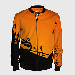Бомбер мужской Хэллоуин, цвет: 3D-черный