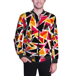 Бомбер мужской Разноцветные треугольники, цвет: 3D-черный — фото 2