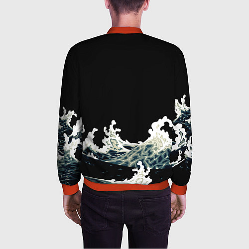 Мужской бомбер Карп Кои Волна Япония Рыба / 3D-Красный – фото 4