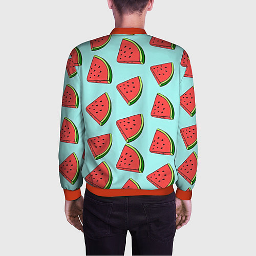 Мужской бомбер Дольки арбузов / 3D-Красный – фото 4