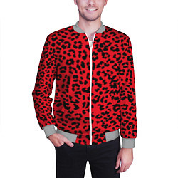 Бомбер мужской Леопард Красный, цвет: 3D-меланж — фото 2