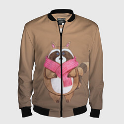 Бомбер мужской Акварельный енотик, цвет: 3D-черный