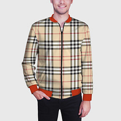 Бомбер мужской Клетчатый принт в стиле Burberry, цвет: 3D-красный — фото 2