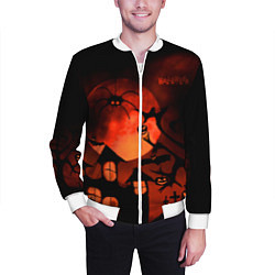 Бомбер мужской Красная луна на Хэллоуин, цвет: 3D-белый — фото 2