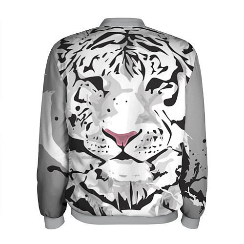 Мужской бомбер Белый снежный тигр / 3D-Меланж – фото 2