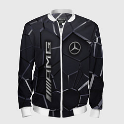 Бомбер мужской Mercedes AMG 3D плиты, цвет: 3D-белый